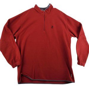 IZOD Sweatshirt Men's Mock Neck Long Sleeve Waffle Knit 1/4 Zip Pullover Brown X